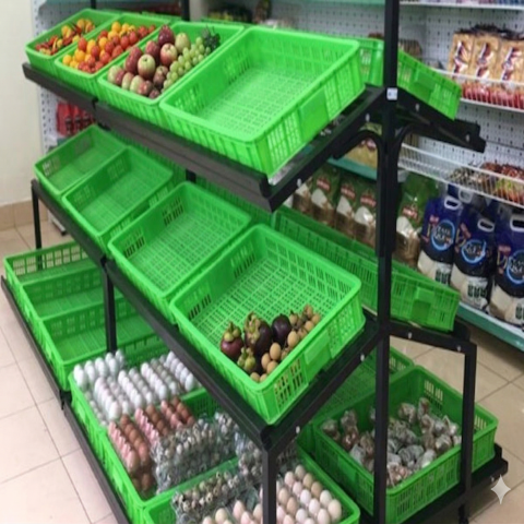 Kệ Trưng Bày Rau Củ Quả & Thực Phẩm Sạch – Hệ Khung Sắt Sơn Tĩnh Điện