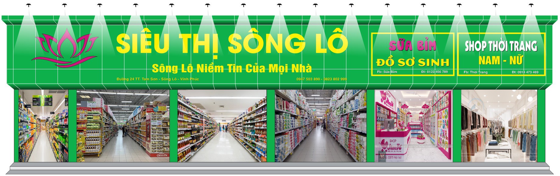 Thiết kế biển bảng siêu thị Sông Lô Vĩnh Phúc